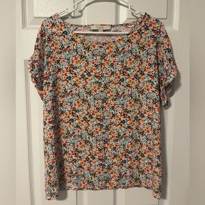 LOFT Floral Short Sleeve Blouse